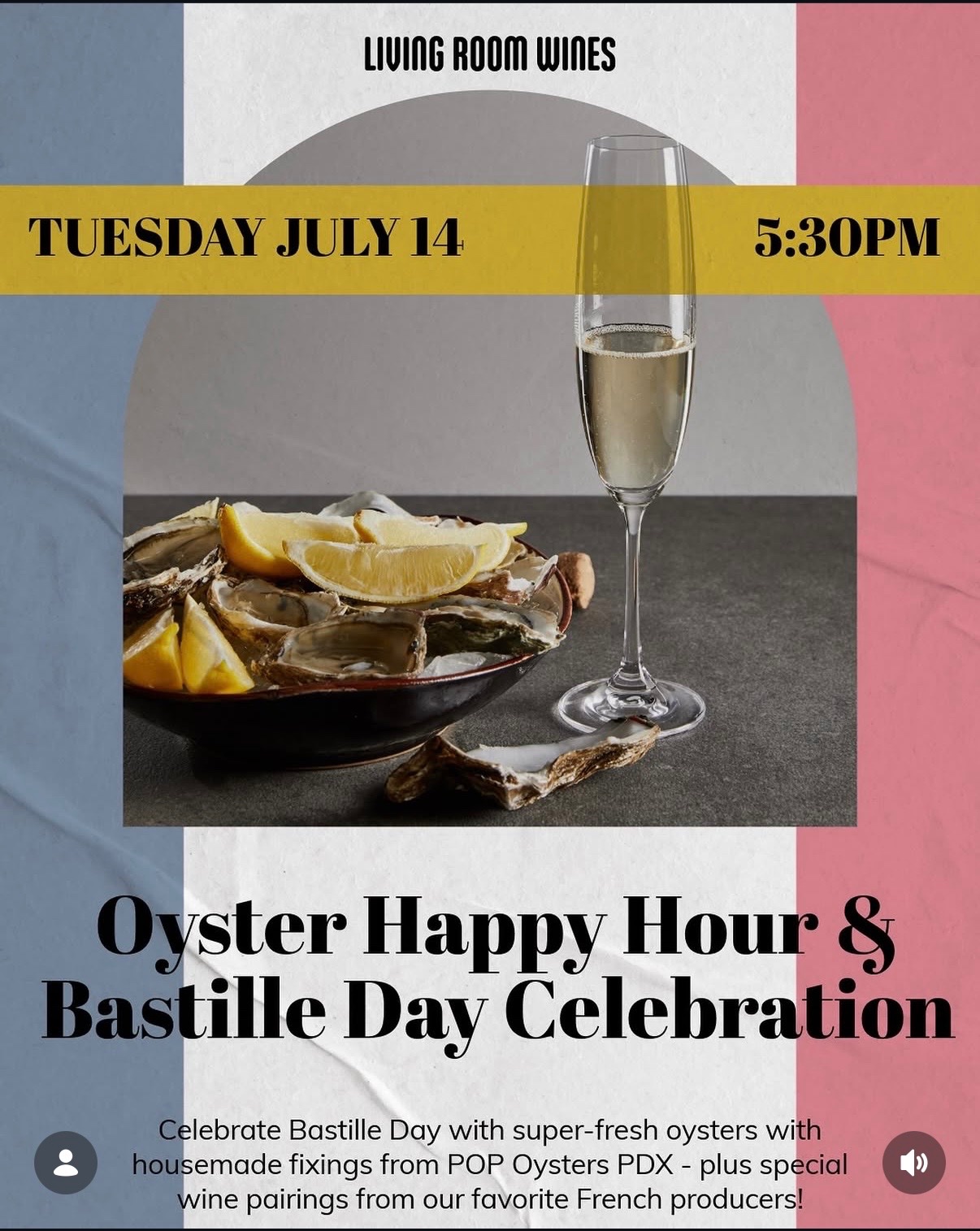 Oyster Happy Hour & Bastille Day Celebration cover