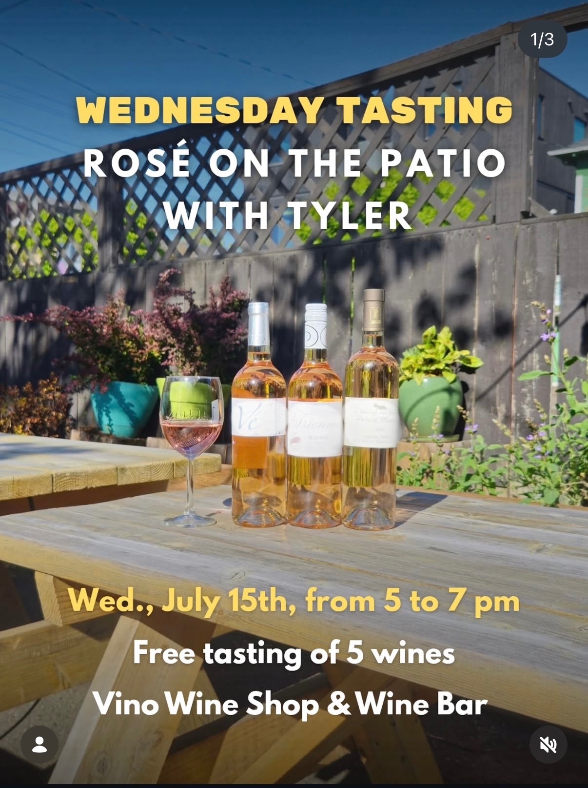 Wednesday Tasting: Rosé on the Patio with Tyler cover