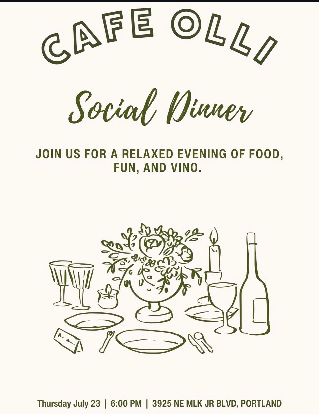 Cafe Olli Social Dinner cover