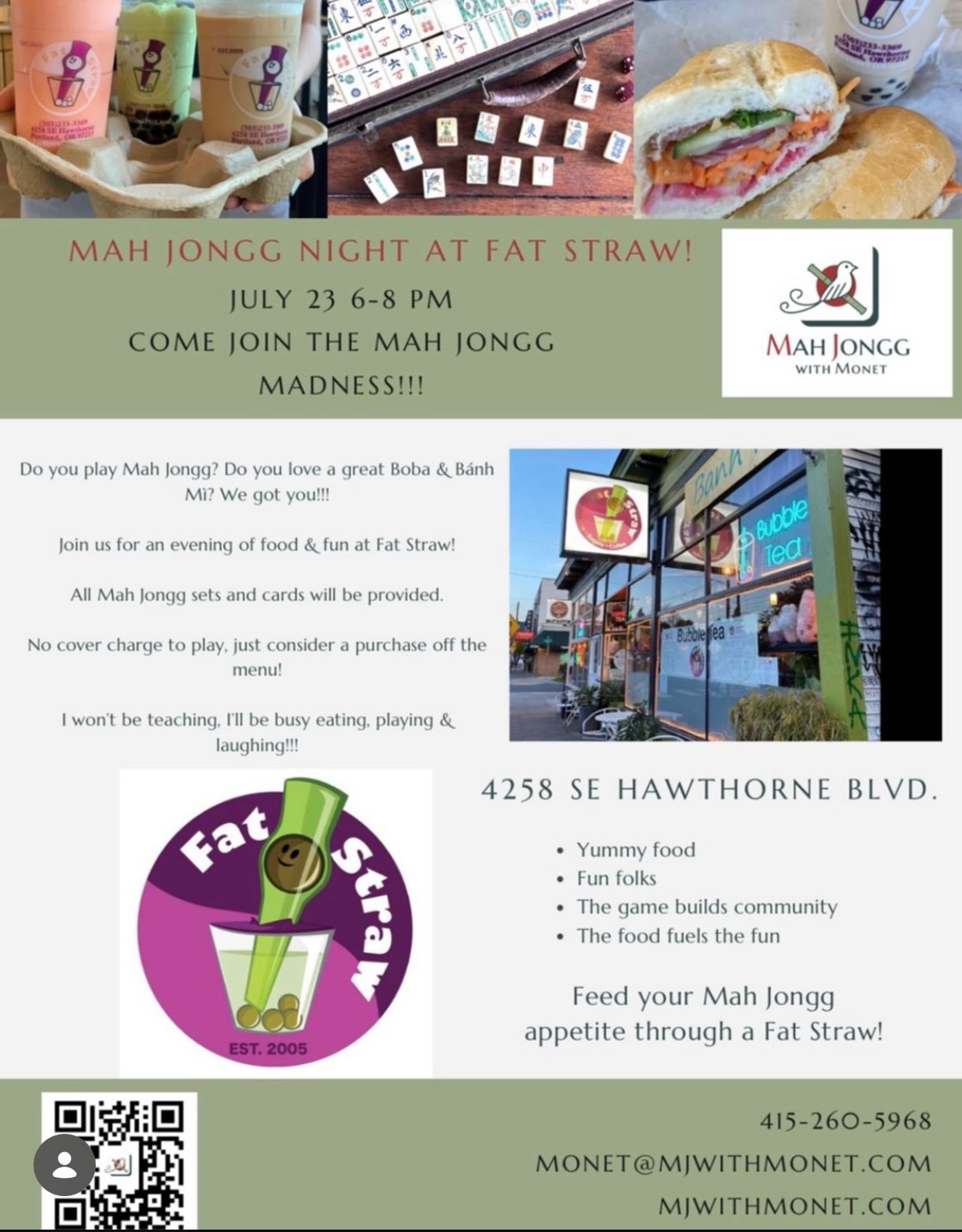 Mah Jongg Night at Fat Straw cover