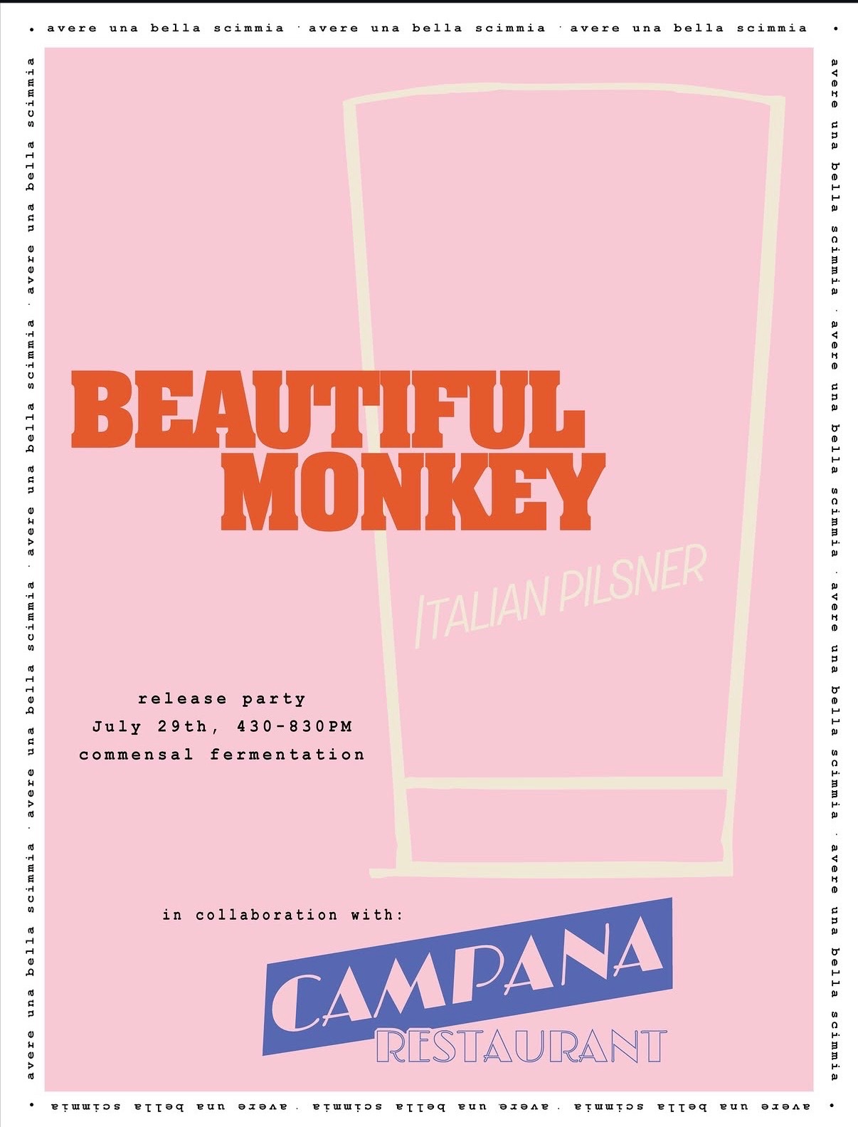 Beautiful Monkey Italian Pilsner Release Party cover