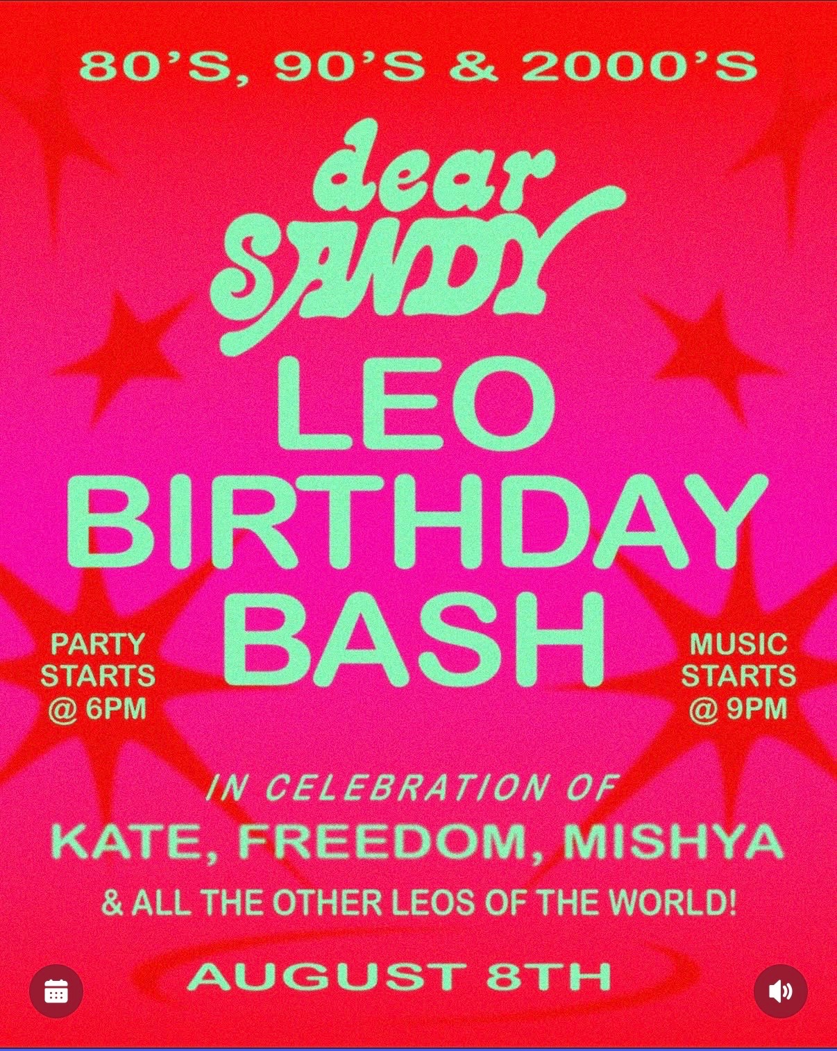 Dear Sandy Leo Birthday Bash cover