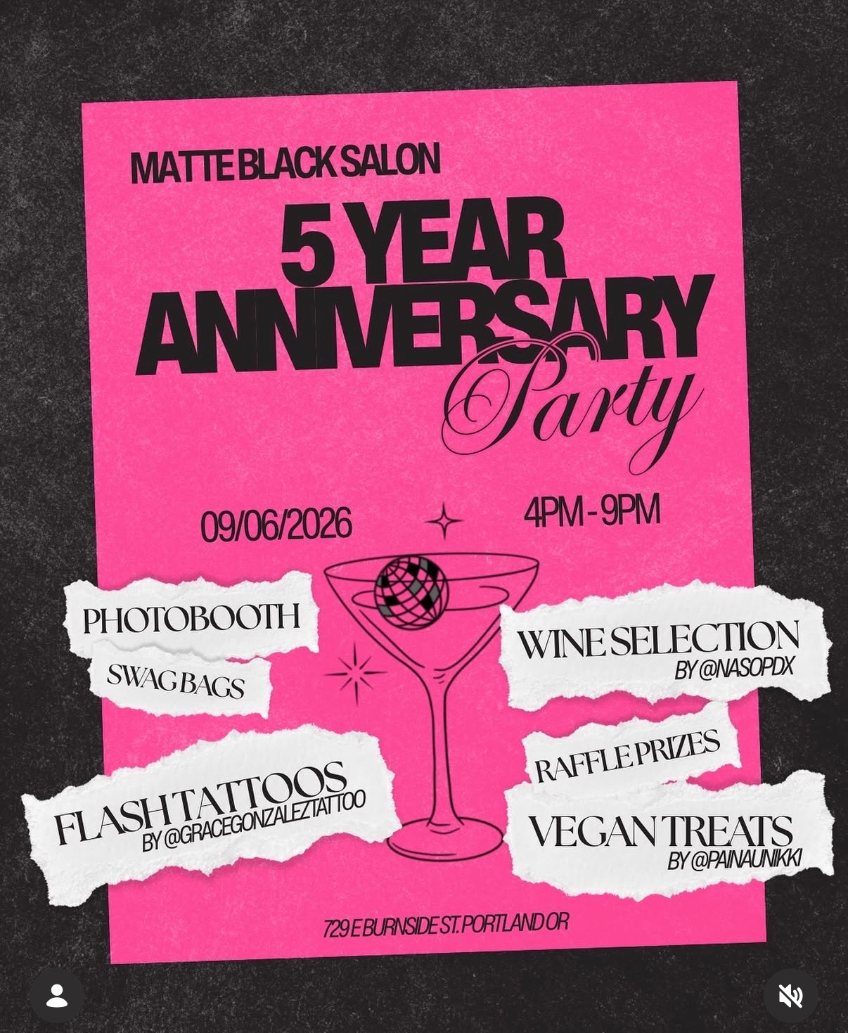 Matte Black Salon 5 Year Anniversary Party cover