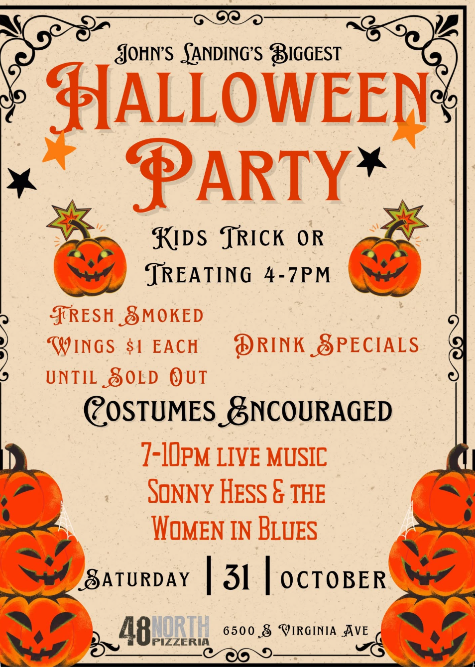 Halloween Party Portland | LIVE Blues | Trick-or-Treating | Food & Drink Specials at 48 North cover